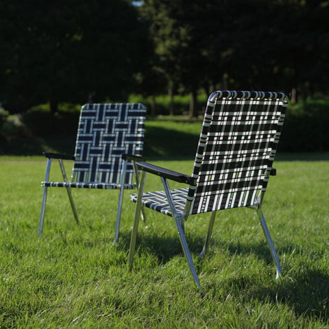 預購【LAWN CHAIR】BLACK AND WHITE STRIPE HIGH BACK BEACH CHAIR 高背低腳