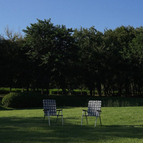 預購【LAWN CHAIR】BLACK AND WHITE STRIPE HIGH BACK BEACH CHAIR 高背低腳