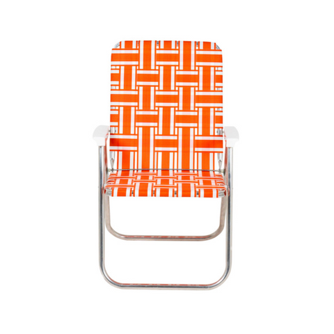 預購【LAWN CHAIR】ORANGE AND WHITE STRIPE 柳橙橘 HIGH BACK BEACH CHAIR 高背低腳