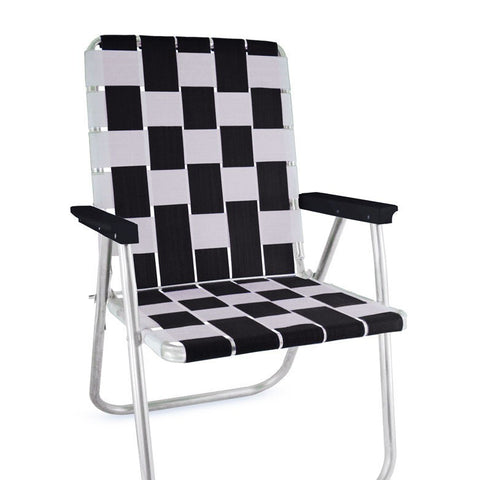預購【LAWN CHAIR】BLACK & WHITE 黑白棋盤格 WITH BLACK ARMS CLASSIC CHAIR 高背高腳