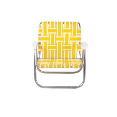 預購【LAWN CHAIR】YELLOW AND WHITE STRIPE 檸檬黃 LOW BACK BEACH CHAIR 低背低腳