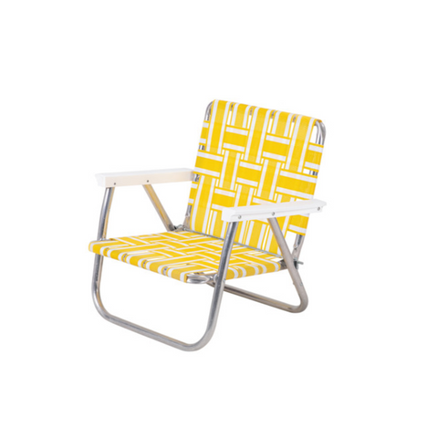 預購【LAWN CHAIR】YELLOW AND WHITE STRIPE 檸檬黃 LOW BACK BEACH CHAIR 低背低腳