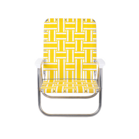 預購【LAWN CHAIR】YELLOW AND WHITE STRIPE 檸檬黃 HIGH BACK BEACH CHAIR 高背低腳