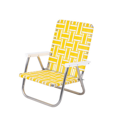 【LAWN CHAIR】YELLOW AND WHITE STRIPE 檸檬黃 HIGH BACK BEACH CHAIR 第二波預購