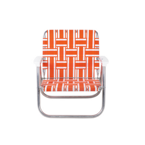 預購【LAWN CHAIR】ORANGE AND WHITE STRIPE 柳橙橘 LOW BACK BEACH CHAIR 低背低腳