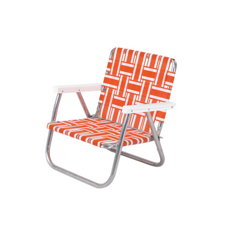 預購【LAWN CHAIR】ORANGE AND WHITE STRIPE 柳橙橘 LOW BACK BEACH CHAIR 低背低腳