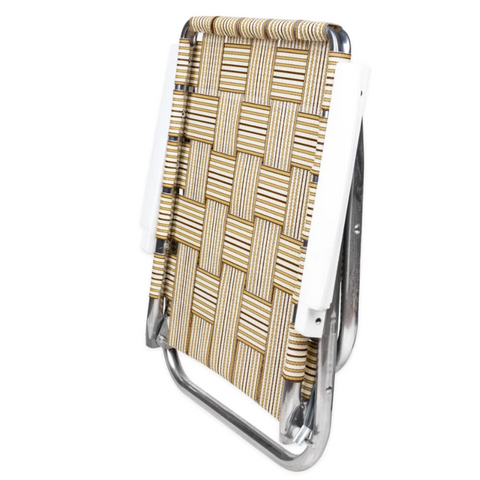 預購【LAWN CHAIR】TAN STRIPE WITH WHITE ARMS HIGH BACK BEACH CHAIR 高背低腳