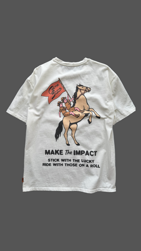 ORGANIC COTTON T "MAKE THE IMPACT" ORANGE/WHITE