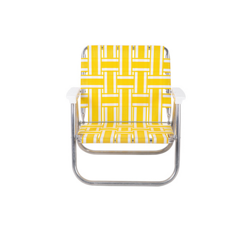 【LAWN CHAIR】YELLOW AND WHITE STRIPE 檸檬黃 LOW BACK BEACH CHAIR 預購