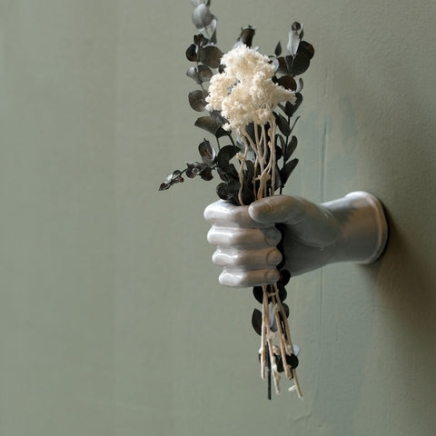 Small Hand Ceramic Flower Vessel (Wall-mounted)